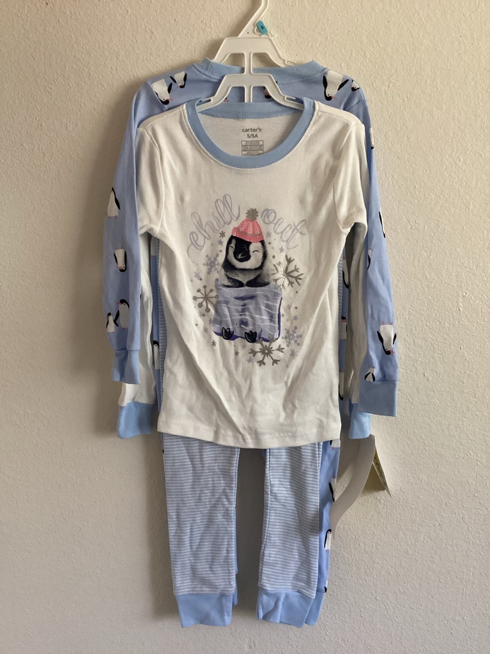 Carter's Light Blue & White Penguin Girl’s Pajama Sets (2)